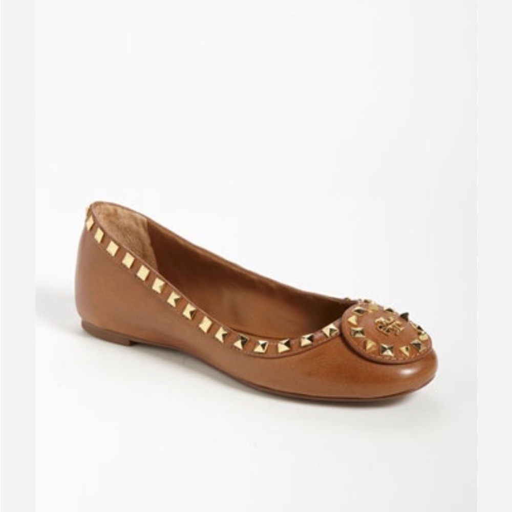 Brown Studded Women's Flat Shoes